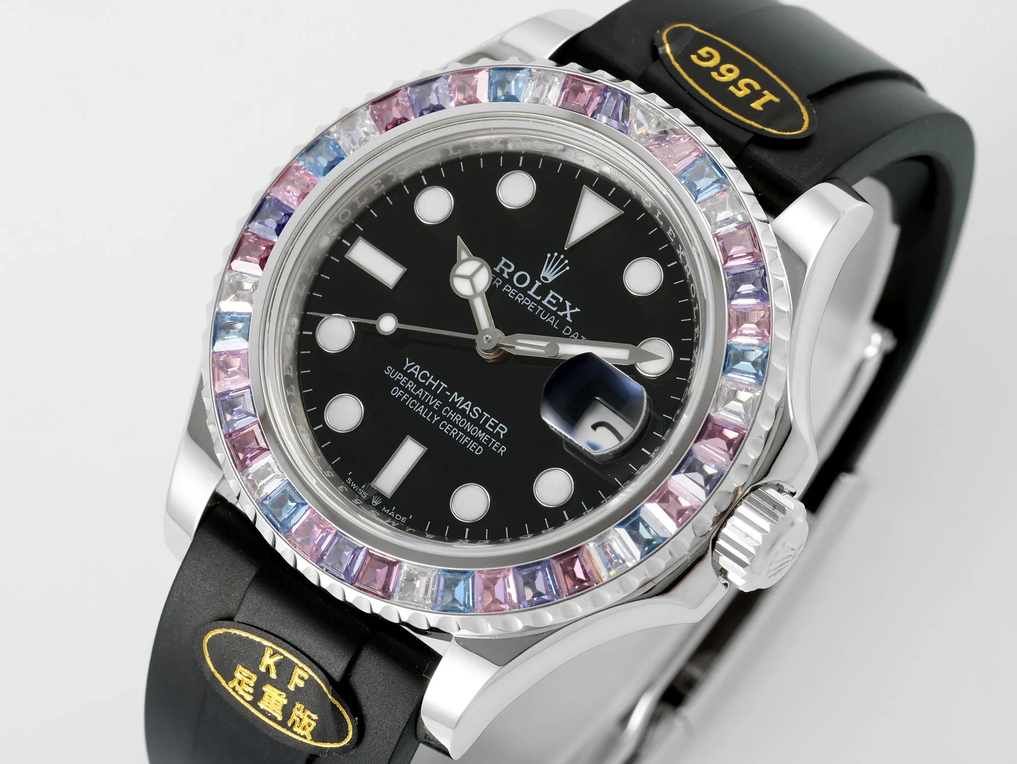 SoftTouch Rolex Yacht-Master “Heavy Edition” – Black Dial with Rainbow Bezel, Rubber Strap &  Quality Craftsmanship 352