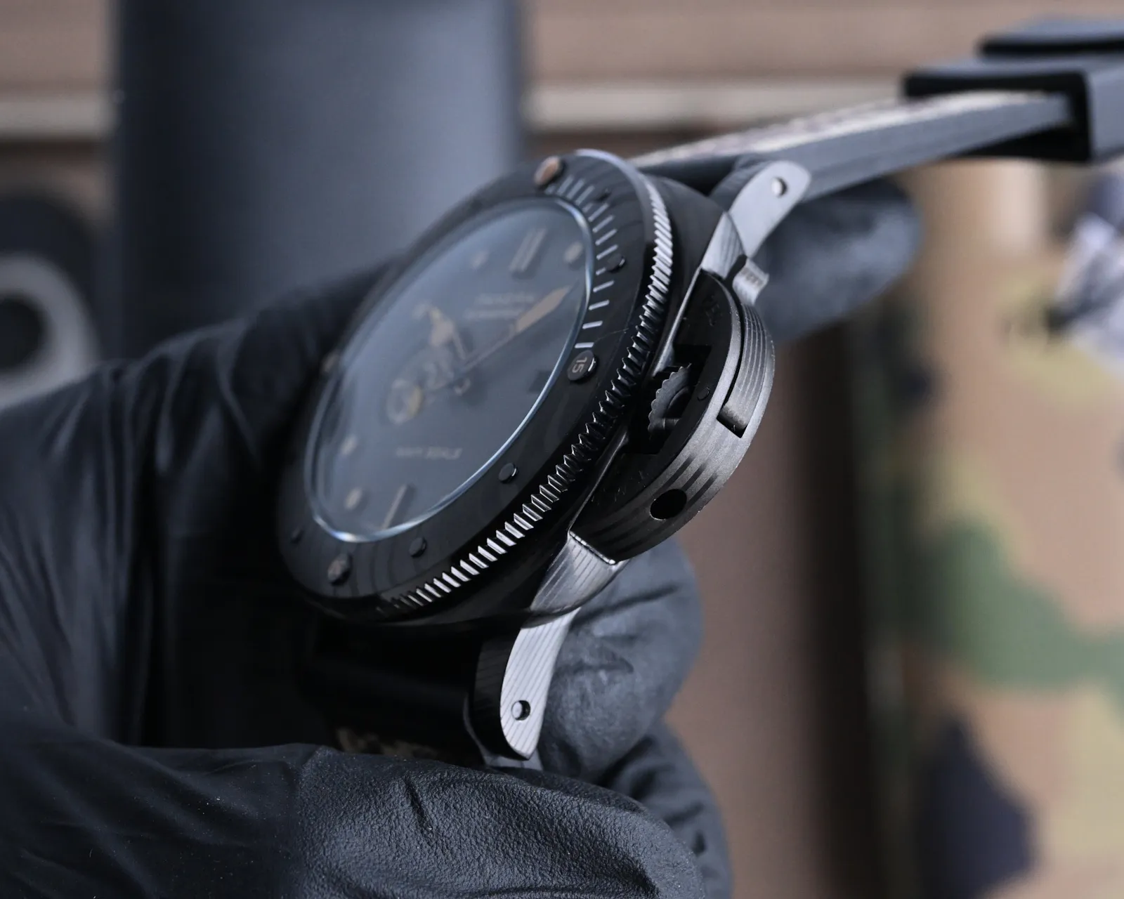 QuickDry VS Factory Panerai Submersible Navy Seals Edition Black Ceramic Case with Camouflage Rubber Strap Automatic Men’s Diver Watch 797