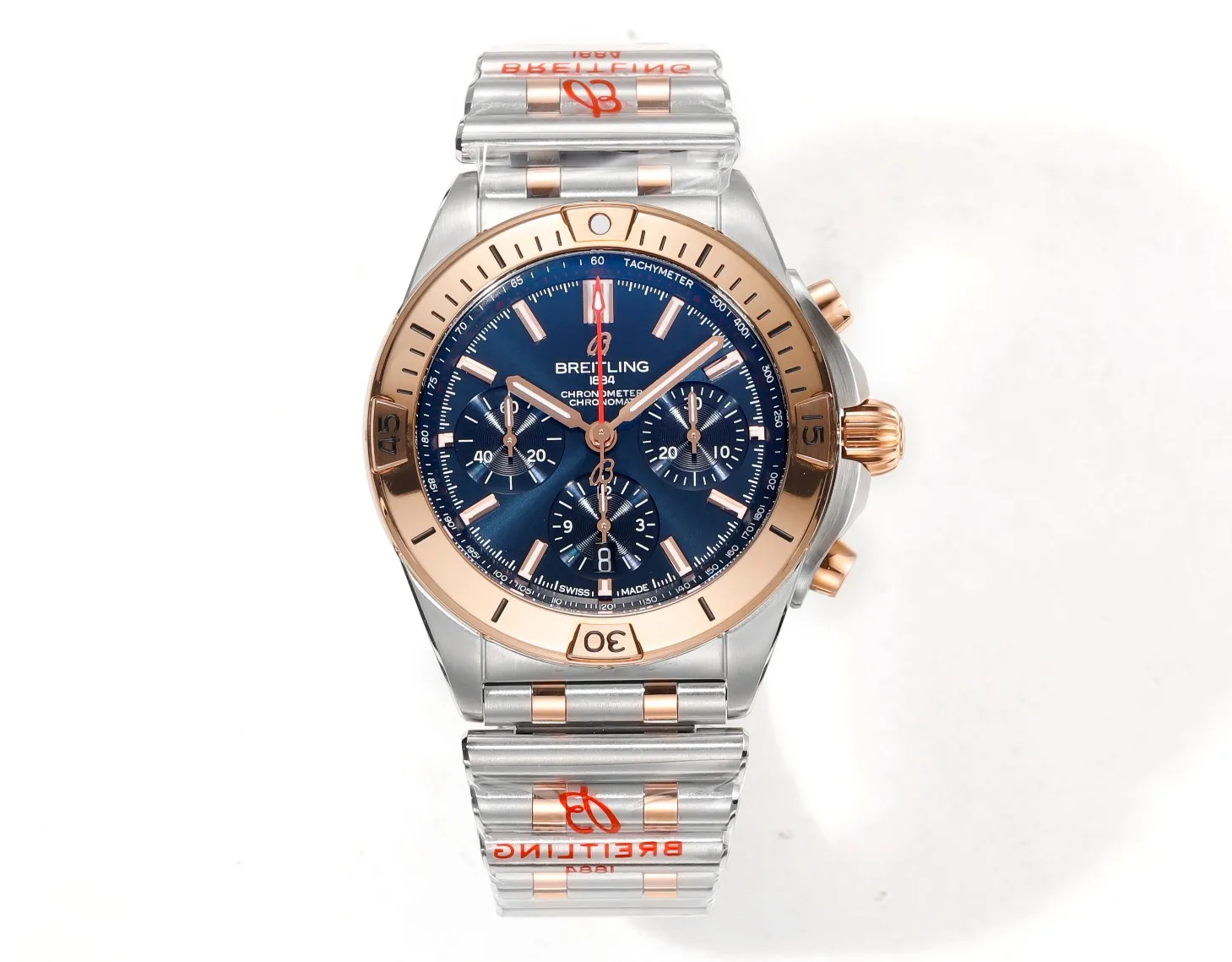 BLS Factory Breitling Chronomat Automatic Chronograph Watch – Blue Dial, Two-Tone Stainless Steel SmoothTexture 2665