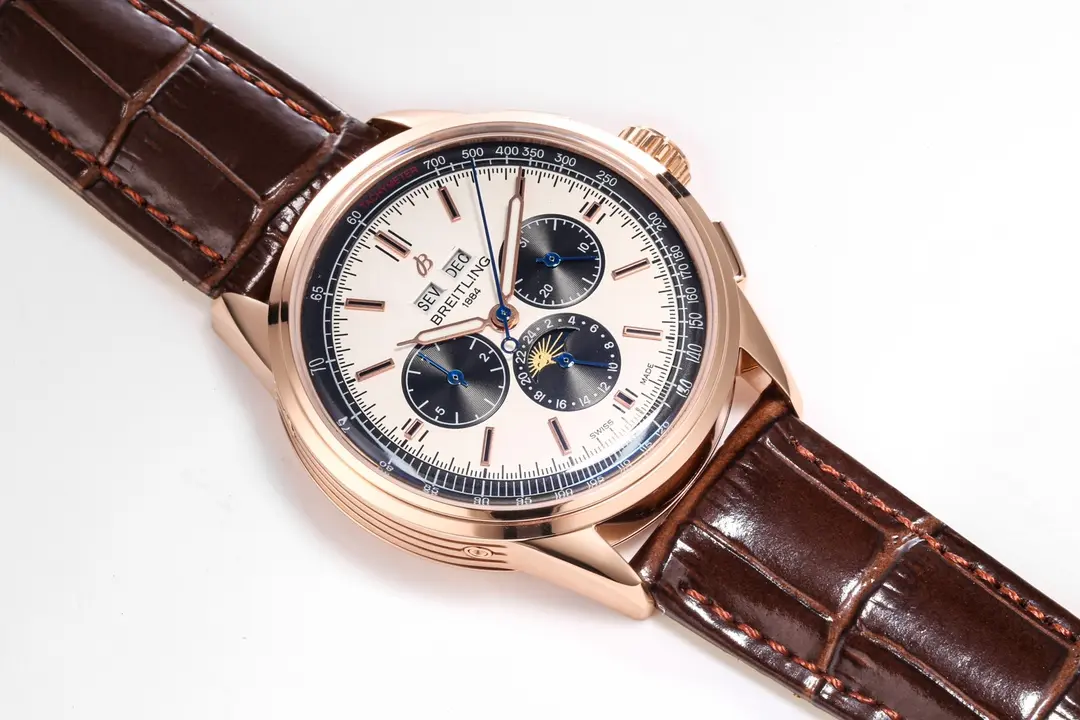 Sophisticated V7 Factory Breitling Premier B25 Chronograph Rose Gold Brown Leather – Super Clone Luxury Watch 7989