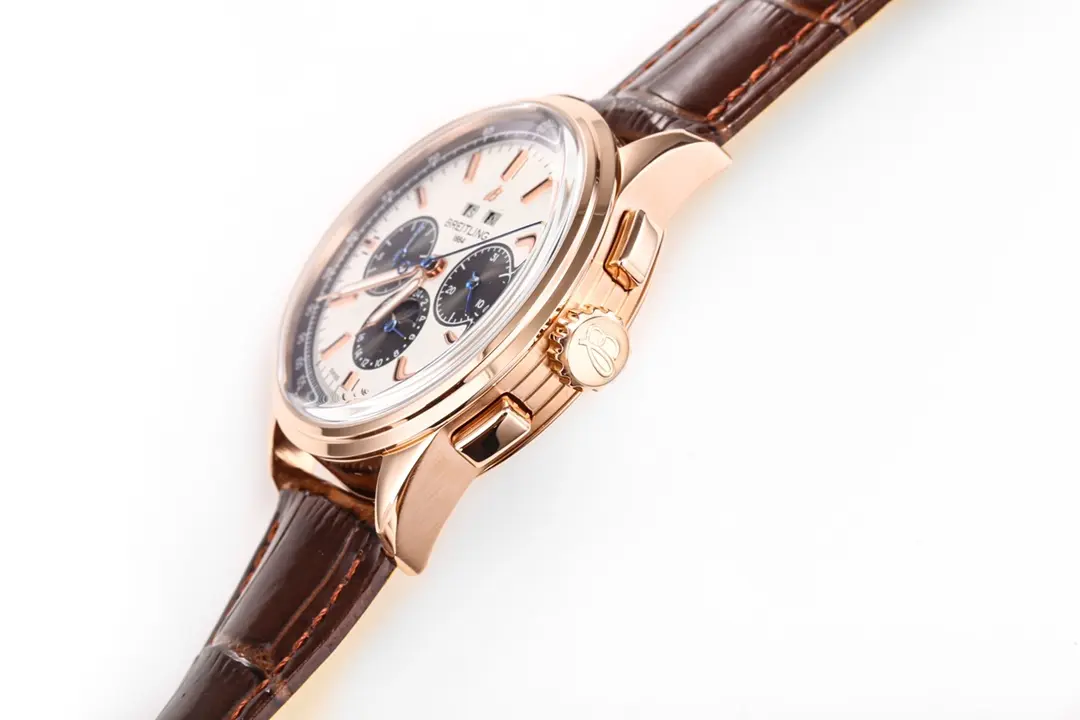 Sophisticated V7 Factory Breitling Premier B25 Chronograph Rose Gold Brown Leather – Super Clone Luxury Watch 7989