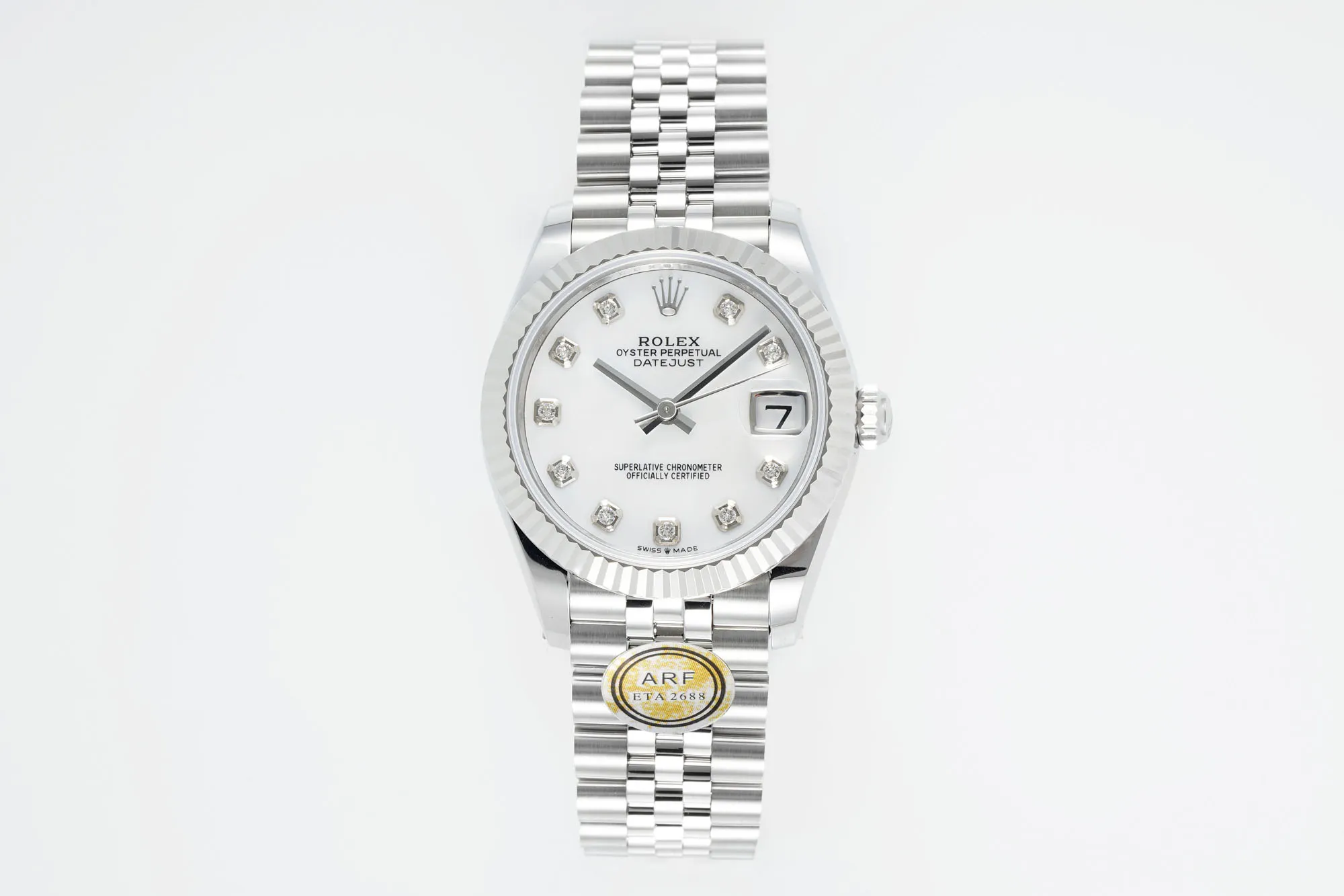 AR Factory Rolex Datejust 31mm White Dial Diamond Bezel Jubilee Bracelet Stainless Steel Ladies Watch Contemporary 4958