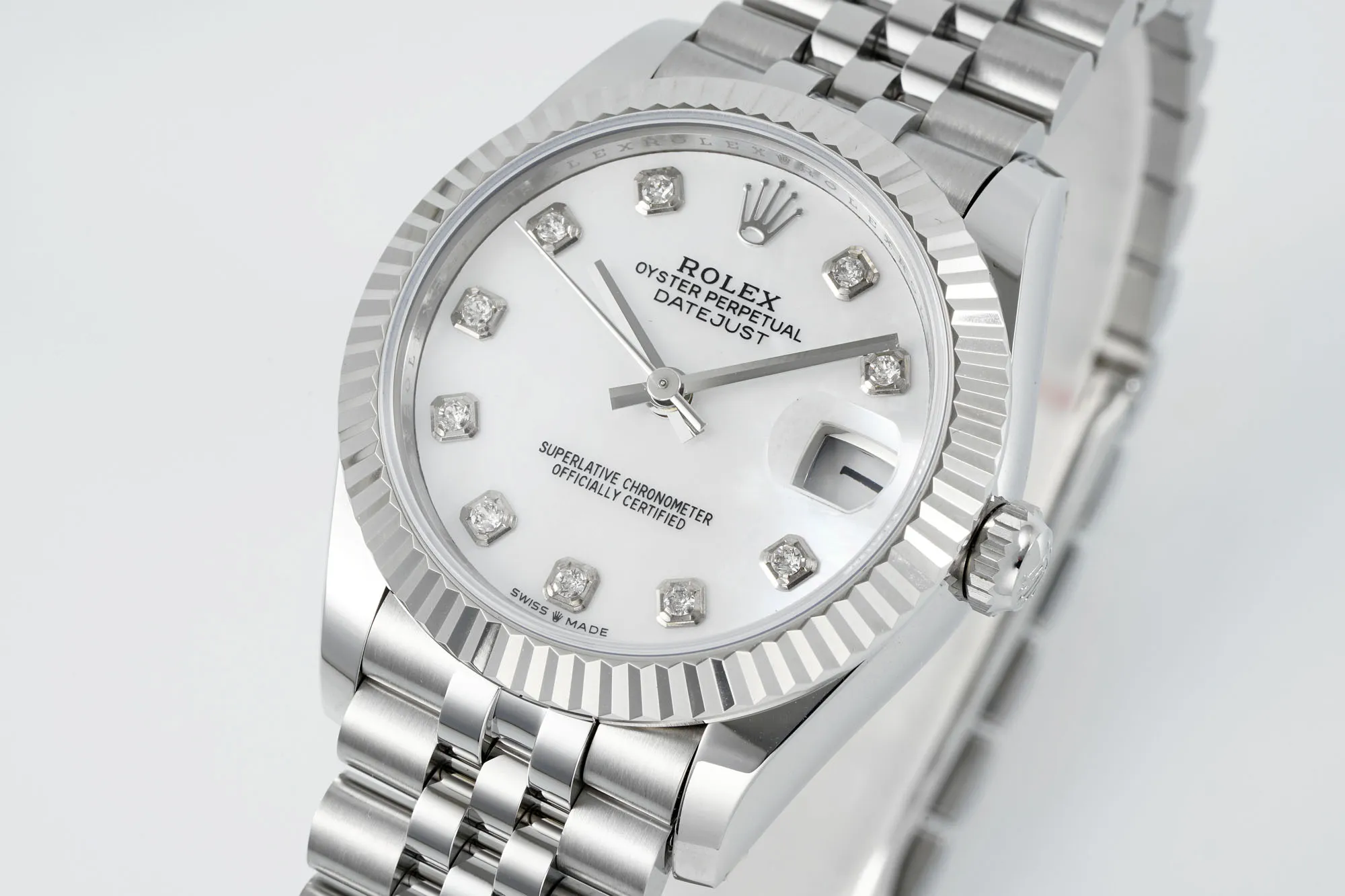 AR Factory Rolex Datejust 31mm White Dial Diamond Bezel Jubilee Bracelet Stainless Steel Ladies Watch Contemporary 4958