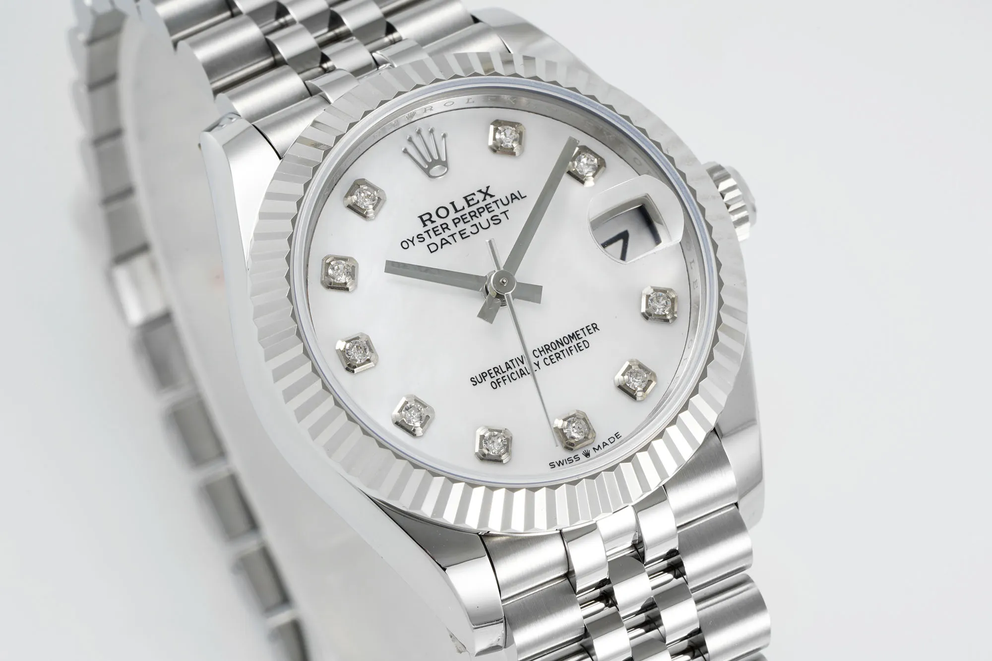 AR Factory Rolex Datejust 31mm White Dial Diamond Bezel Jubilee Bracelet Stainless Steel Ladies Watch Contemporary 4958