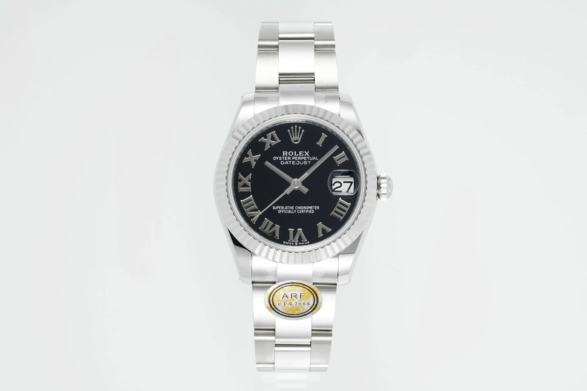 AR Factory Rolex Datejust Stainless Steel Black Dial Roman Numerals Fluted Bezel Automatic Men’s Watch MoistureWicking 4953