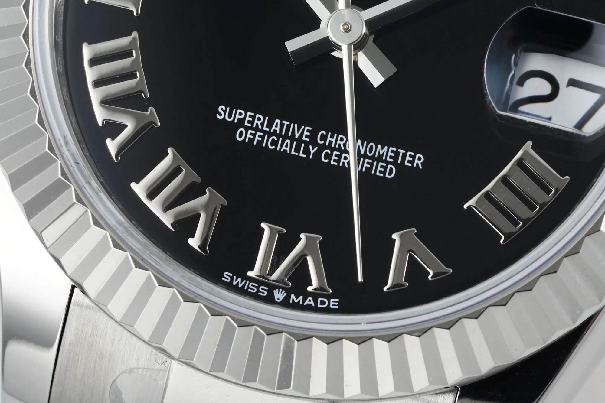AR Factory Rolex Datejust Stainless Steel Black Dial Roman Numerals Fluted Bezel Automatic Men’s Watch MoistureWicking 4953