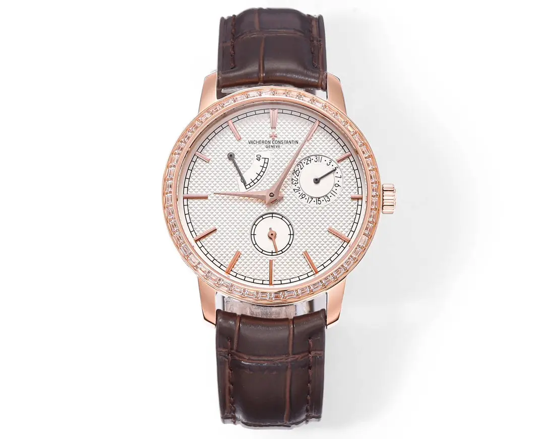 ZipUp PPF Factory Vacheron Constantin Traditionnelle 83520 000R-9909 Mechanical Watch – Rose Gold, Brown Leather Strap, Multi-Function Dial, Top Super Clone Watch 4256
