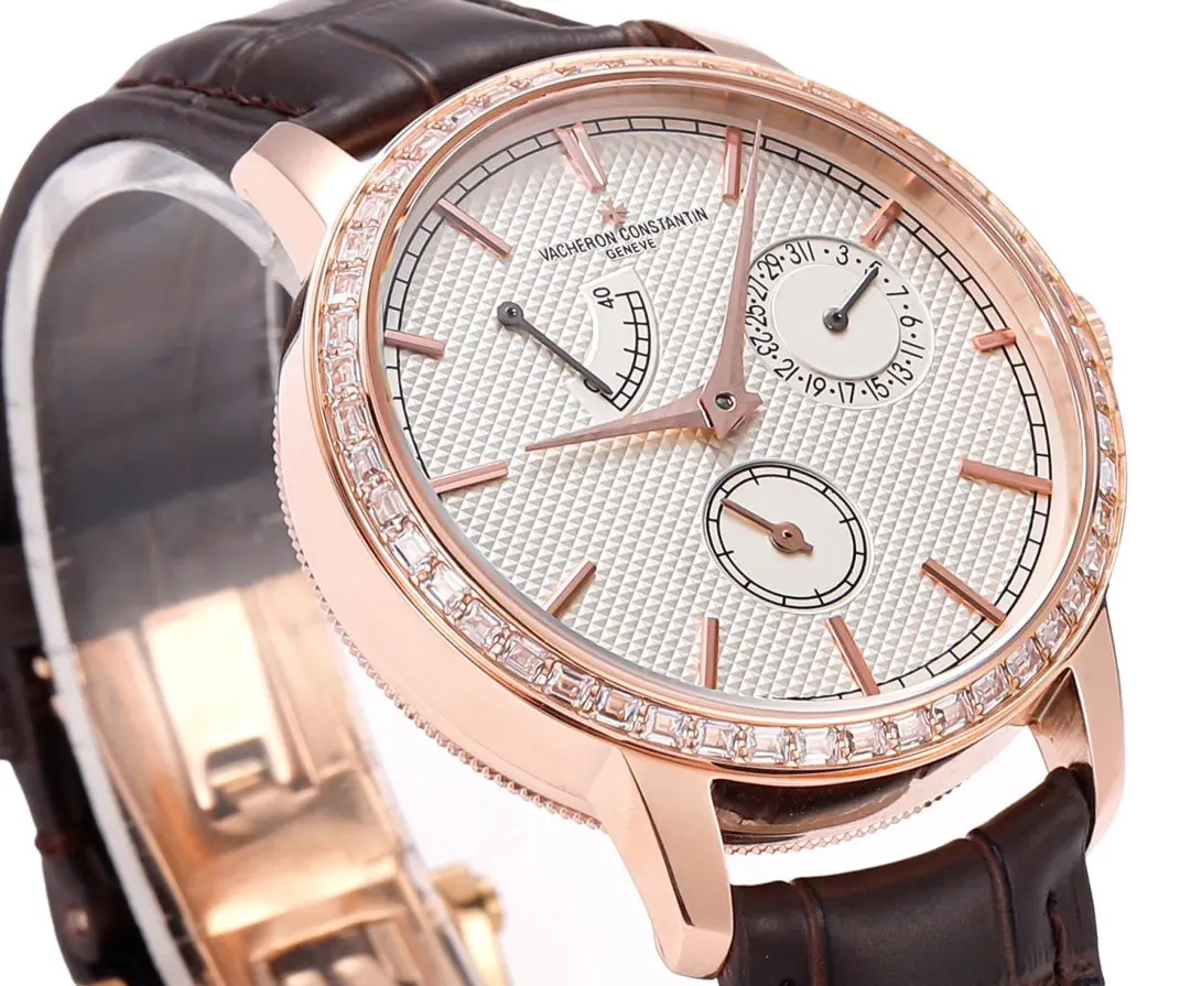 ZipUp PPF Factory Vacheron Constantin Traditionnelle 83520 000R-9909 Mechanical Watch – Rose Gold, Brown Leather Strap, Multi-Function Dial, Top Super Clone Watch 4256