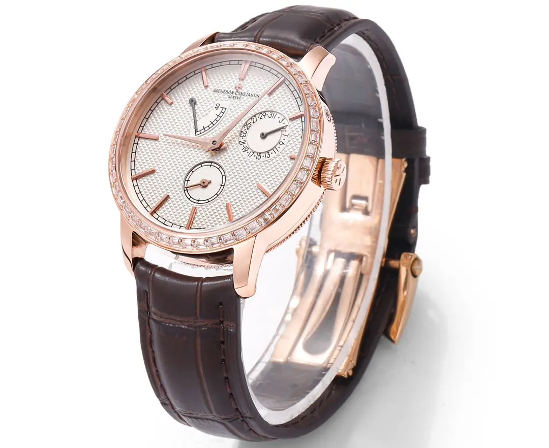 ZipUp PPF Factory Vacheron Constantin Traditionnelle 83520 000R-9909 Mechanical Watch – Rose Gold, Brown Leather Strap, Multi-Function Dial, Top Super Clone Watch 4256