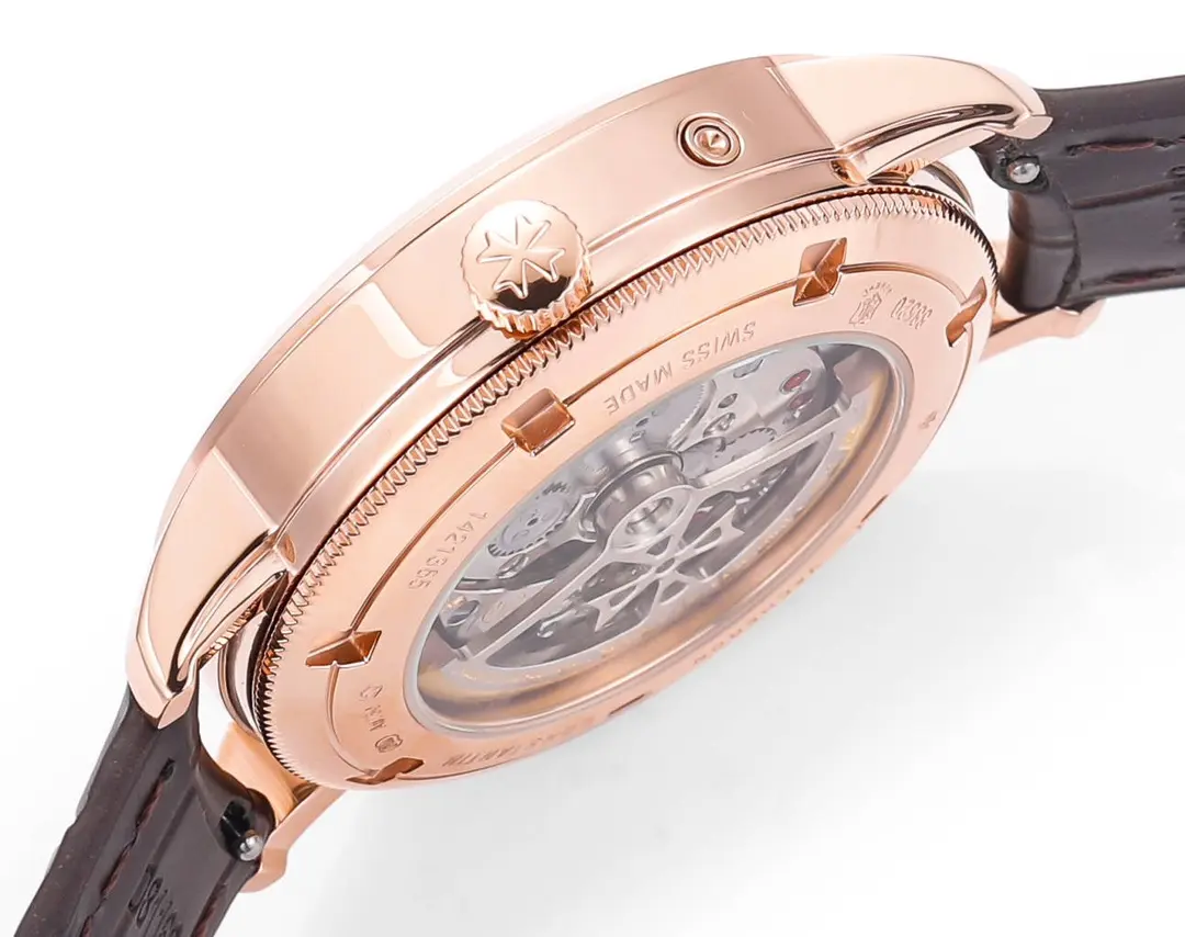 ZipUp PPF Factory Vacheron Constantin Traditionnelle 83520 000R-9909 Mechanical Watch – Rose Gold, Brown Leather Strap, Multi-Function Dial, Top Super Clone Watch 4256
