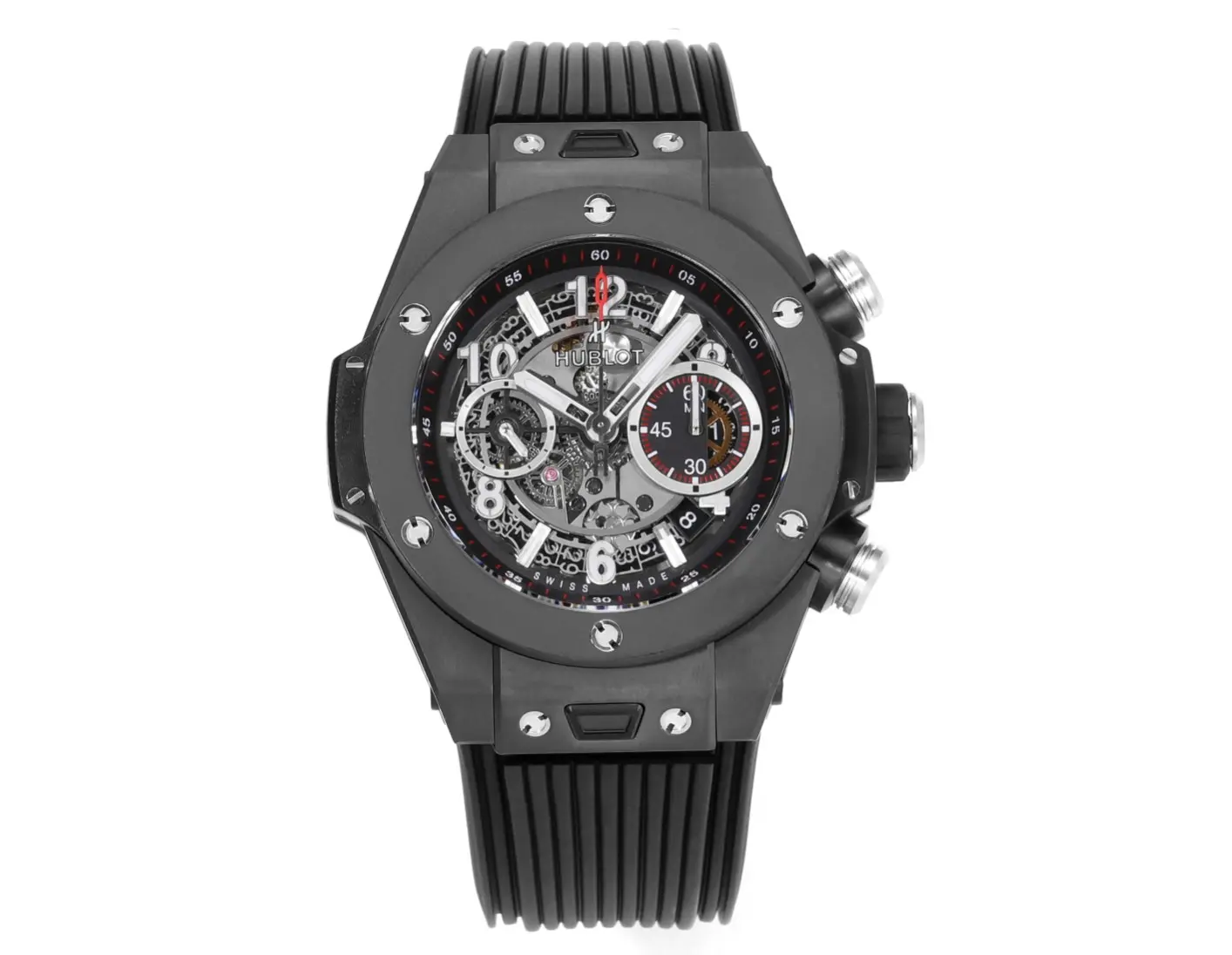 Refined TMF Factory Hublot Big Bang Unico Black Magic 45mm  Ceramic Watch with Rubber Strap – Super Clone Excellence 7458