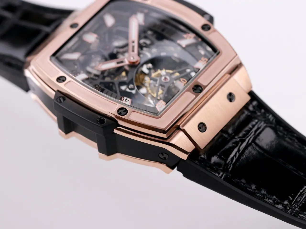 FreshLook ZF Factory Hublot Masterpiece 906 Rose Gold Platinum Plated Skeleton Tourbillon Watch with Black Leather Strap – Super Clone Excellence 1390