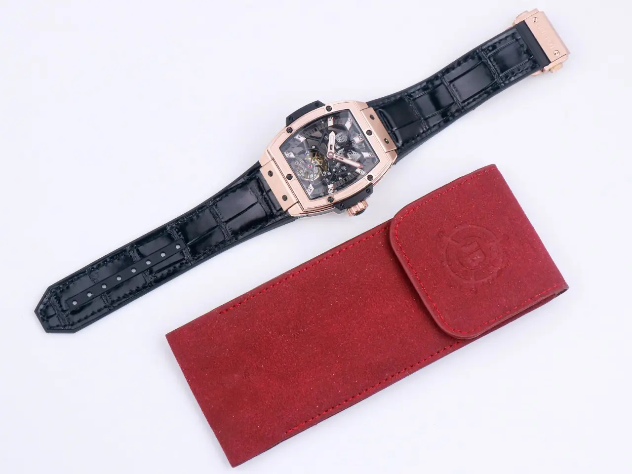 FreshLook ZF Factory Hublot Masterpiece 906 Rose Gold Platinum Plated Skeleton Tourbillon Watch with Black Leather Strap – Super Clone Excellence 1390