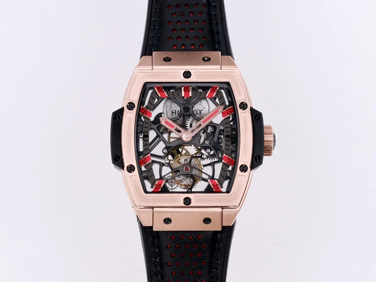Popular ZF Factory Hublot Masterpiece 906 Rose Gold Platinum Plated Tourbillon Watch with Black Leather Strap – Super Clone Excellence 1392