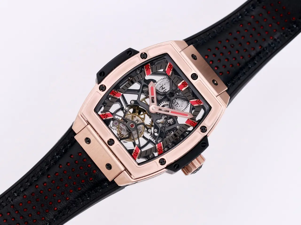 Popular ZF Factory Hublot Masterpiece 906 Rose Gold Platinum Plated Tourbillon Watch with Black Leather Strap – Super Clone Excellence 1392