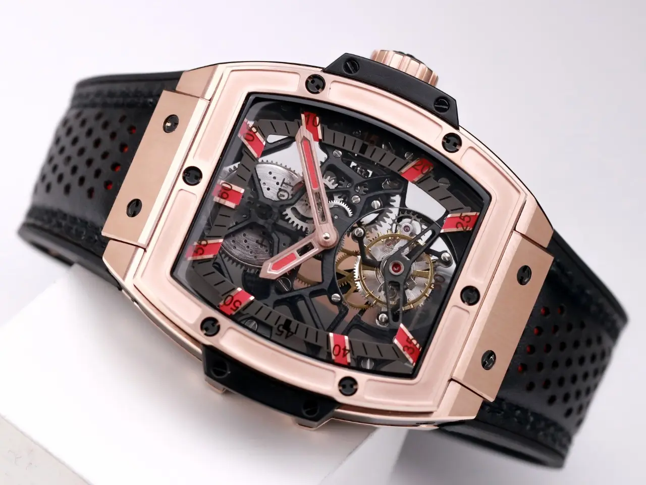 Popular ZF Factory Hublot Masterpiece 906 Rose Gold Platinum Plated Tourbillon Watch with Black Leather Strap – Super Clone Excellence 1392