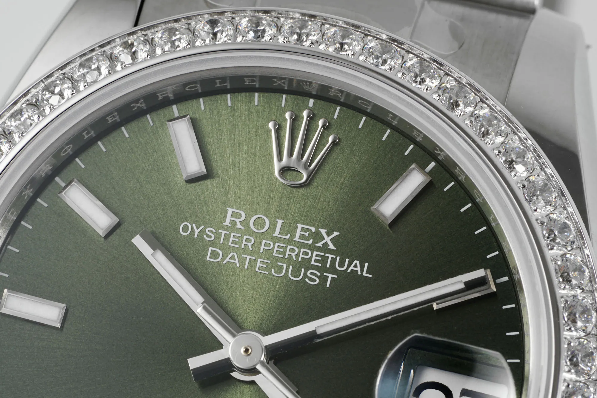 WellDesigned AR Factory Rolex Datejust 31mm Green Dial Diamond Bezel Stainless Steel Oyster Bracelet Watch 251