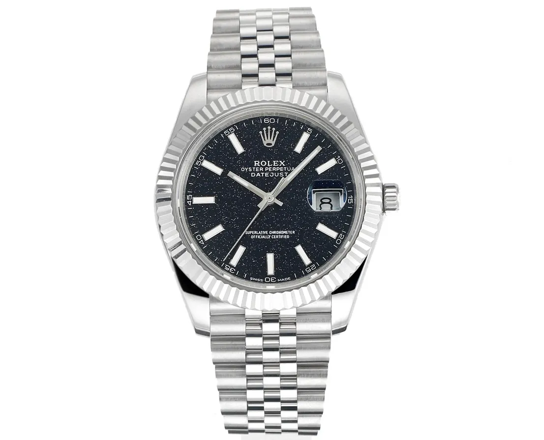 VS Factory Rolex Datejust 41mm Black Dial Fluted Bezel Stainless Steel Jubilee Bracelet Watch Snug 4356