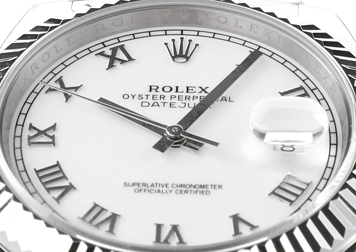 Breathable AR Factory Rolex Datejust 41mm White Roman Dial Fluted Bezel Oystersteel Automatic Men’s Watch 4949