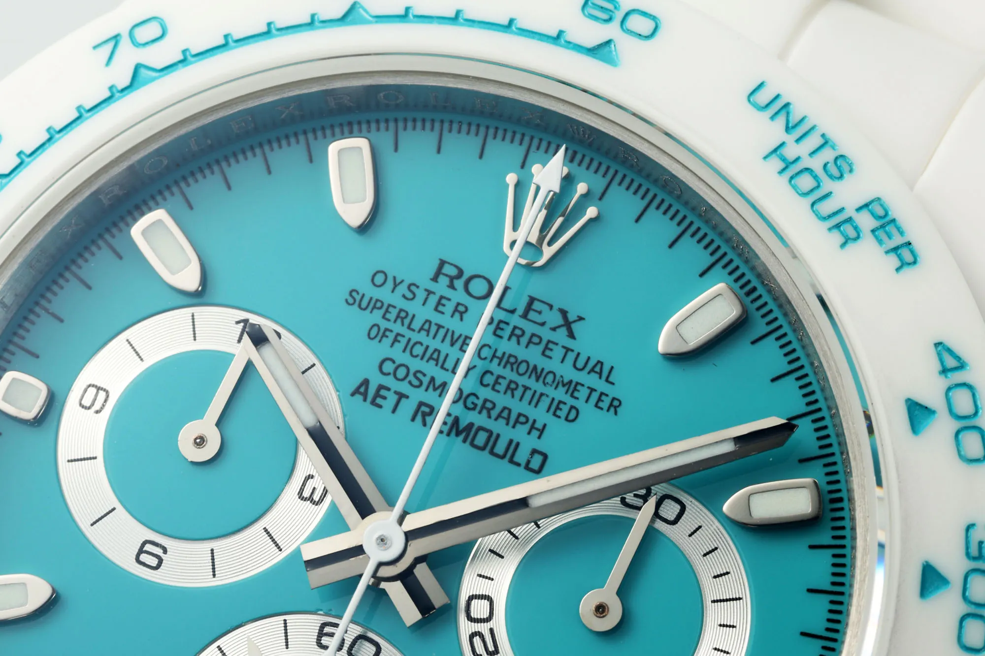 Rolex Daytona Ceramic Watch – White Strap, Turquoise Dial,  VSF Watches Design Colorful 52