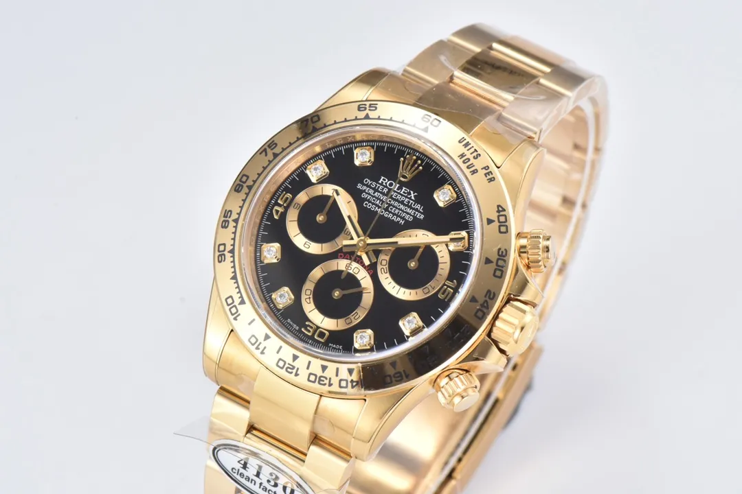 BT Factory Rolex Daytona Watch – Black Enamel Dial with Moissanite Stones by VSF Watches Brand SmoothTexture 4837