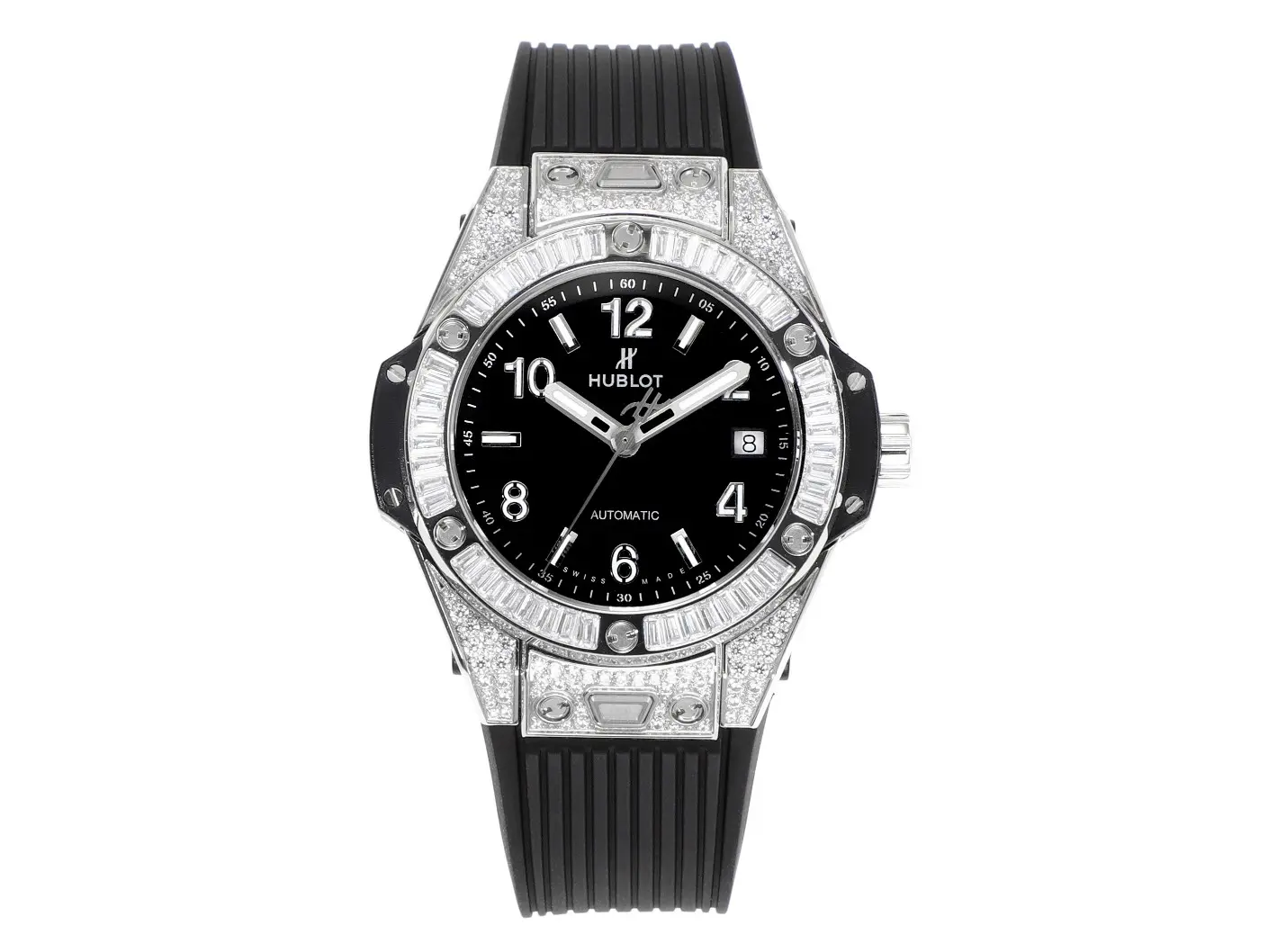 WWF Factory Hublot Big Bang One-Click 39mm Stainless Steel White Pave Watch with Black Strap – Super Clone Edition Effortless 923