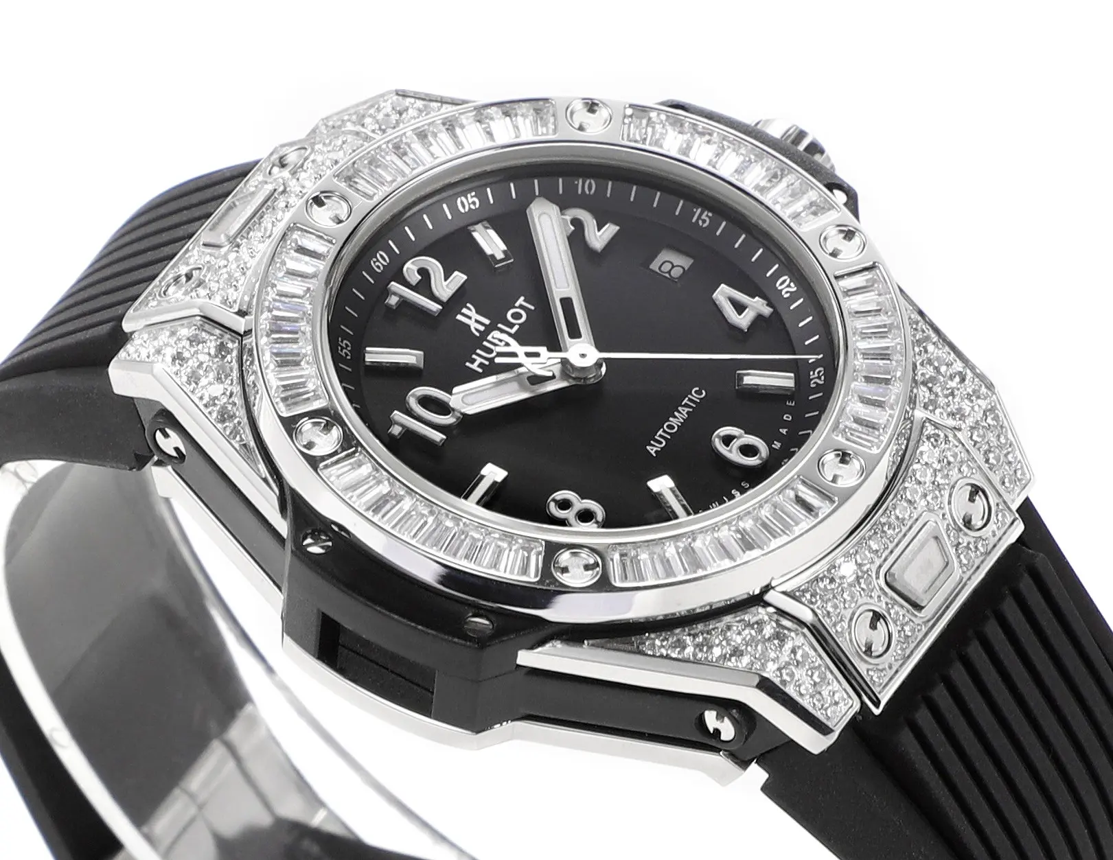 WWF Factory Hublot Big Bang One-Click 39mm Stainless Steel White Pave Watch with Black Strap – Super Clone Edition Effortless 923