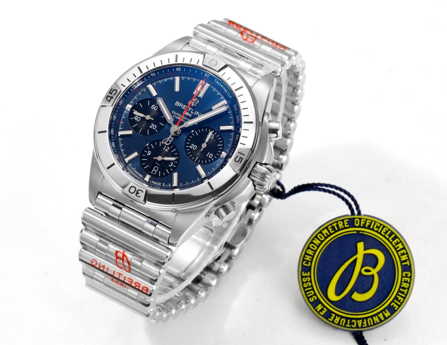 SmoothTexture BLS Factory Breitling Chronomat Automatic Chronograph Men’s Watch – Blue Dial, Stainless Steel Brace 2662