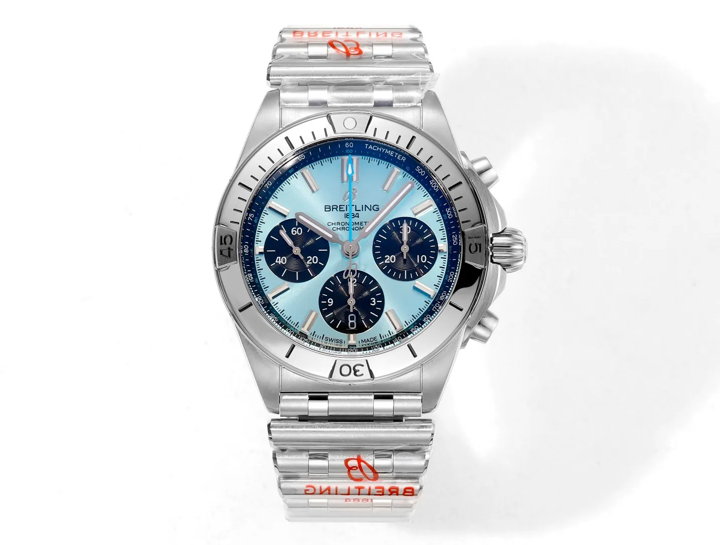 TimelessDesign BLS Factory Breitling Chronomat B01 42 Automatic Chronograph Watch – Ice Blue Dial, Stainless Steel 2663