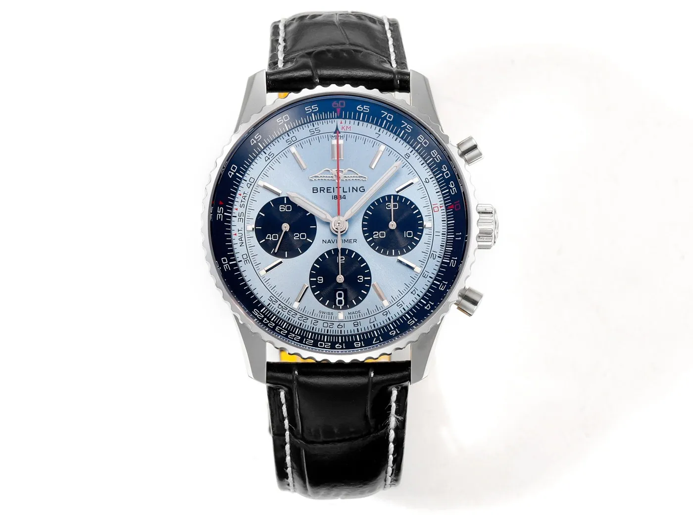 Sleek BLS Factory Breitling Navitimer B01 Chronograph 43mm Men’s Watch with Ice Blue Dial, Black Subdials 5513