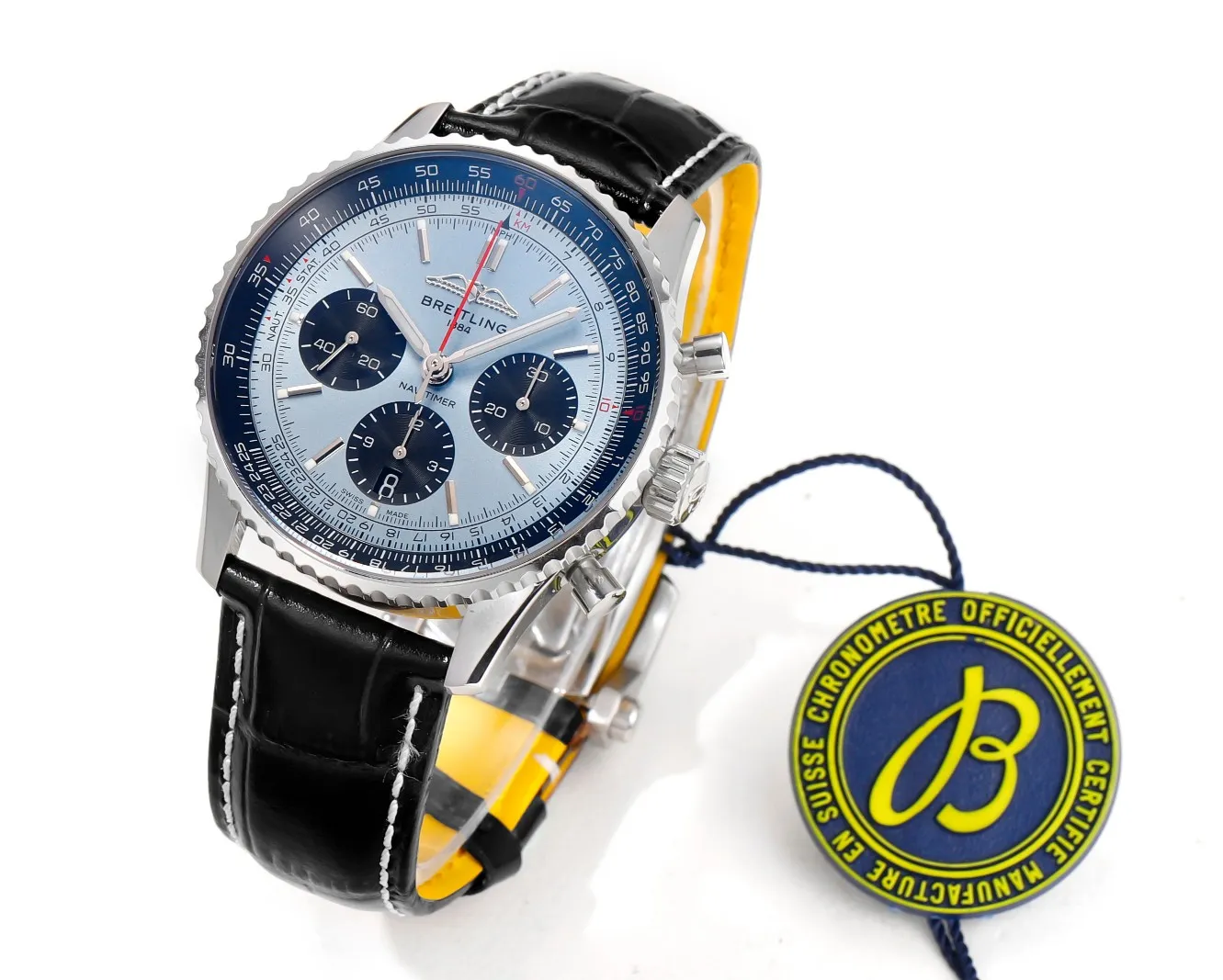 MoistureWicking BLS Factory Breitling Navitimer B01 Chronograph 43mm Men’s Watch with Ice Blue Dial, Black Subdials 2381