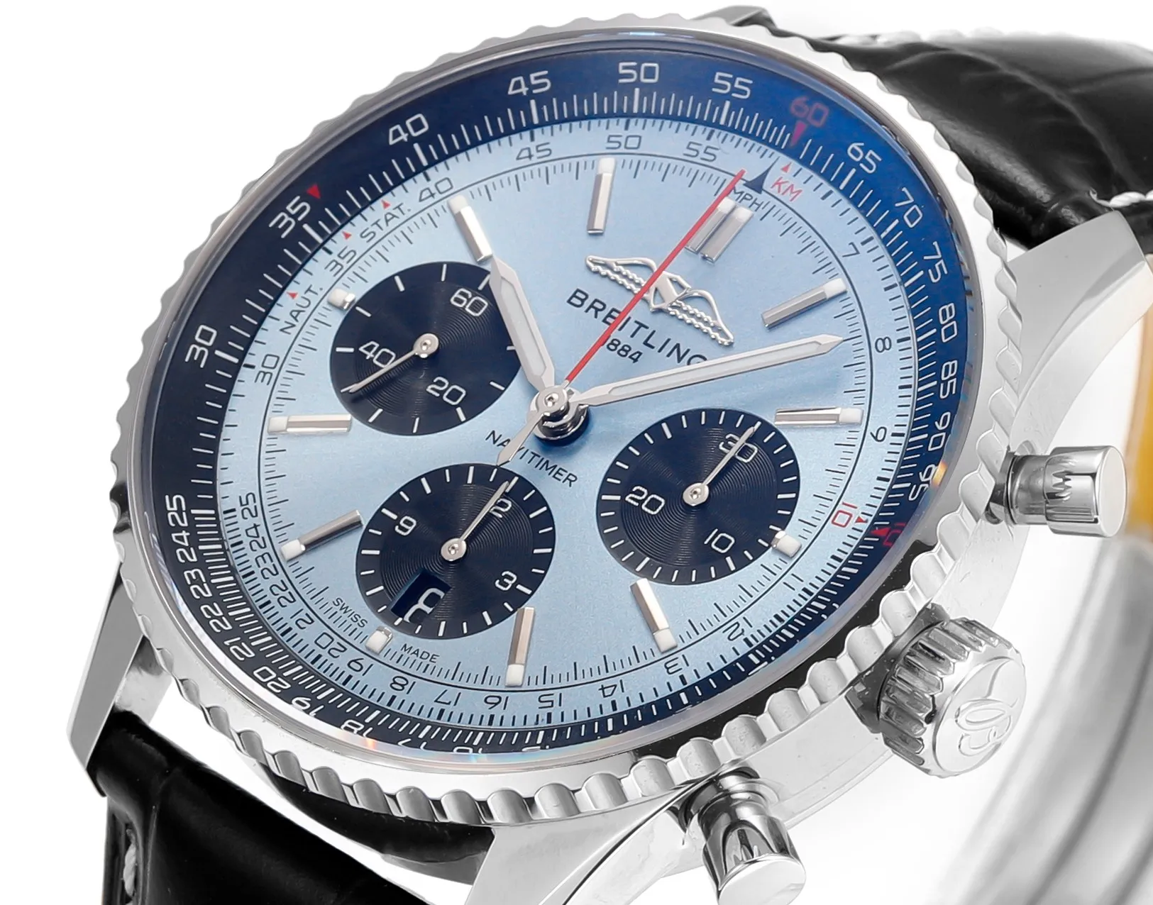 MoistureWicking BLS Factory Breitling Navitimer B01 Chronograph 43mm Men’s Watch with Ice Blue Dial, Black Subdials 2381