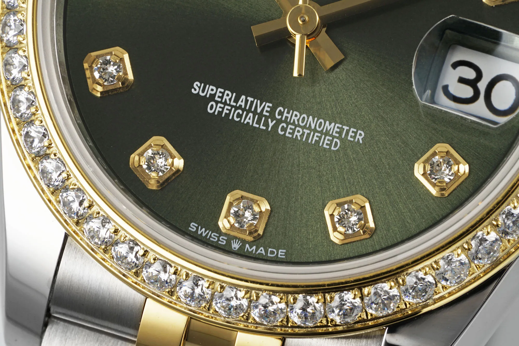 Lightweight AR Factory Rolex Datejust 31mm Olive Green Dial Diamond Bezel Two-Tone Gold & Steel Jubilee Bracelet Ladies Watch 4996