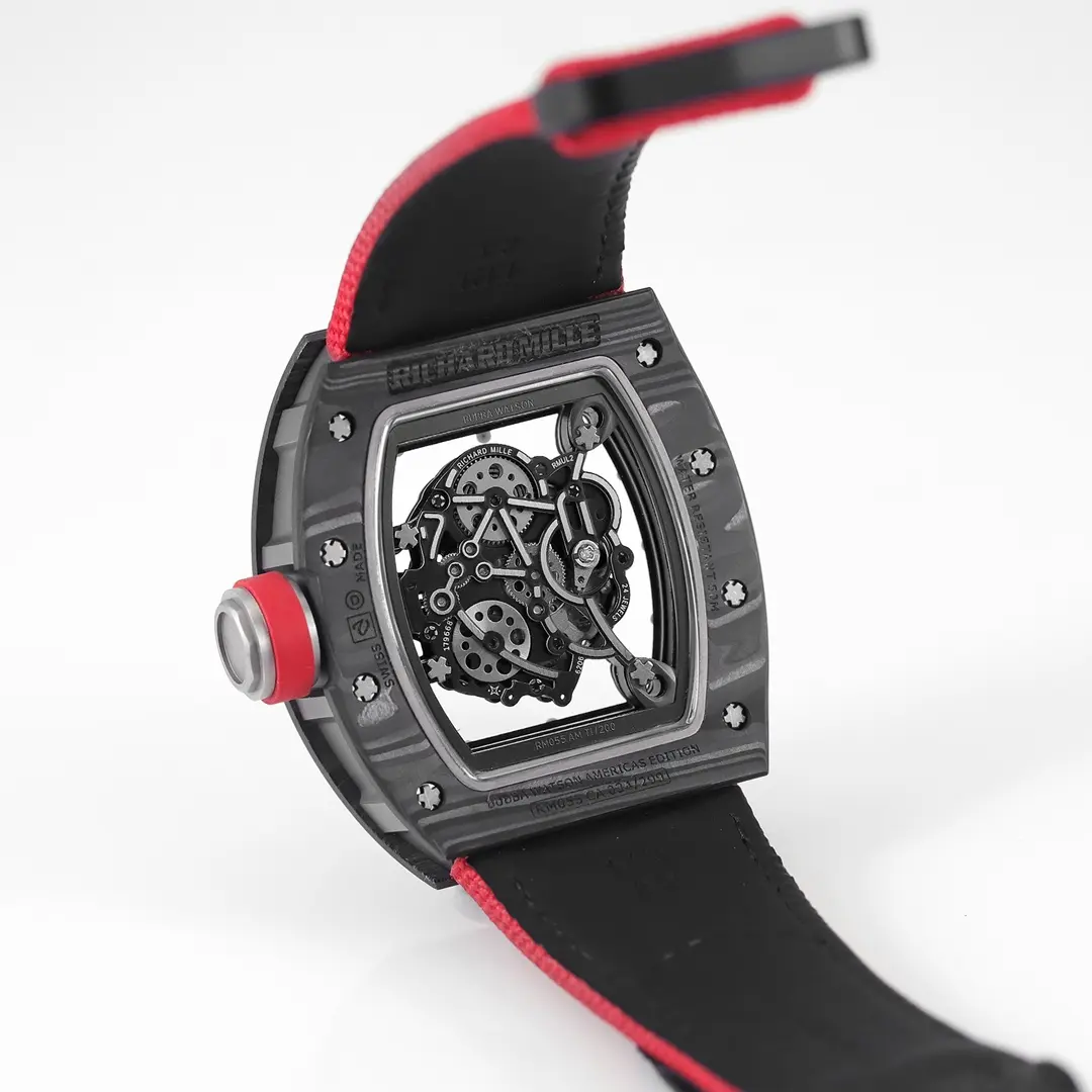 StreetReady JB Factory Richard Mille Carbon Fiber Super Clone Watch with Red Strap –  Replica Richard Mille 3752