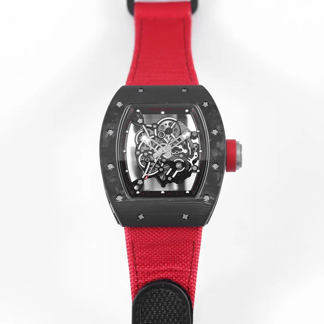 StreetReady JB Factory Richard Mille Carbon Fiber Super Clone Watch with Red Strap –  Replica Richard Mille 3752