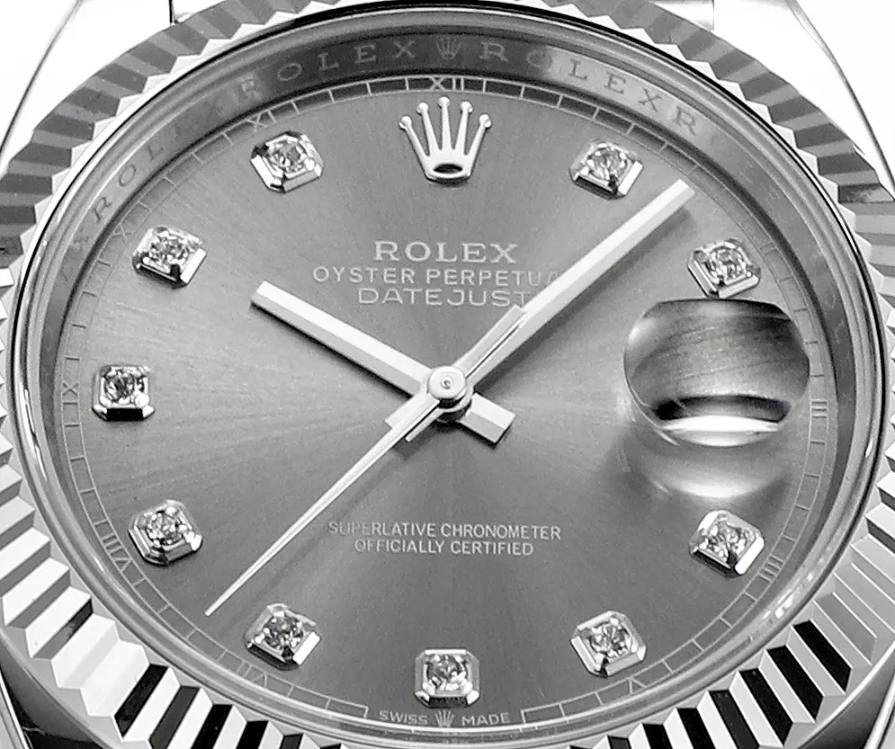 VS Factory Rolex Datejust 41mm Watch – Silver Dial, Diamond Markers, Stainless Steel Jubilee Bracelet, Super Clone VSF Rolex Lightweight 4337