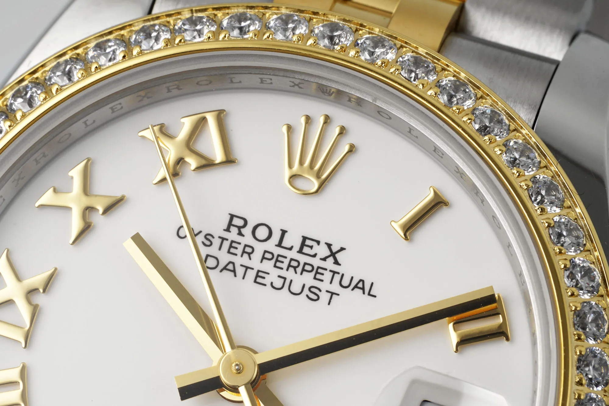 Sporty AR Factory Rolex Datejust 31mm White Roman Dial Diamond Bezel Two-Tone Yellow Gold & Steel Jubilee Bracelet Ladies Watch 4998