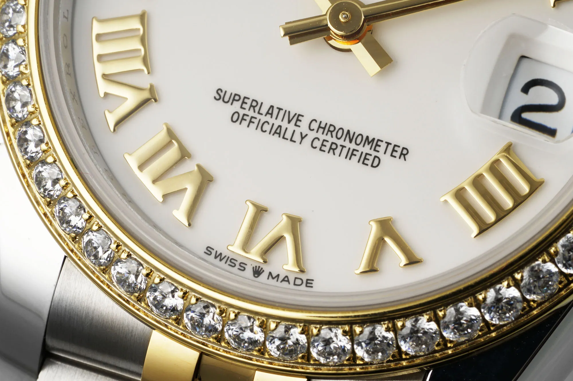 Sporty AR Factory Rolex Datejust 31mm White Roman Dial Diamond Bezel Two-Tone Yellow Gold & Steel Jubilee Bracelet Ladies Watch 4998