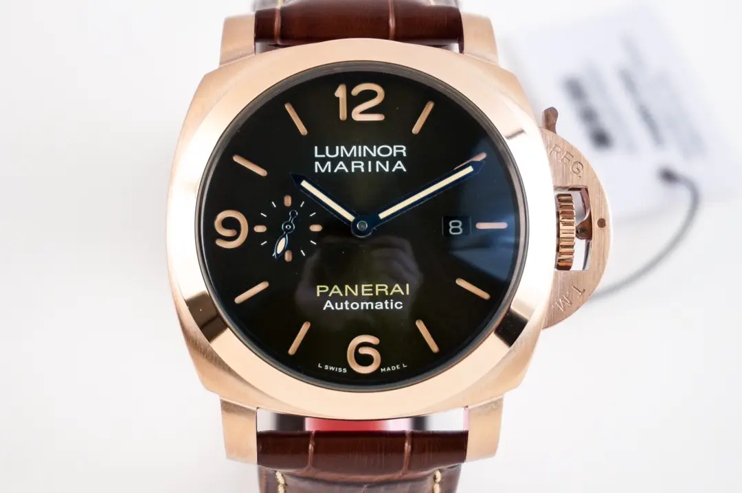 ZF Factory Panerai Luminor Marina Automatic Men’s Watch – Rose Gold Case, Brown Leather Strap, 45mm, VSF Watches Collection FreshLook 785