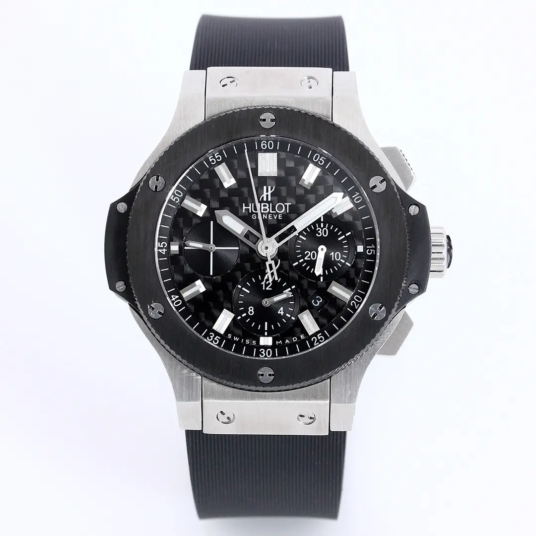 FlexibleFit TMF Factory HUBLOT Big Bang 44mm Black Rubber Strap Chronograph Watch – Stainless Steel Case | Super Clone Watch 7455