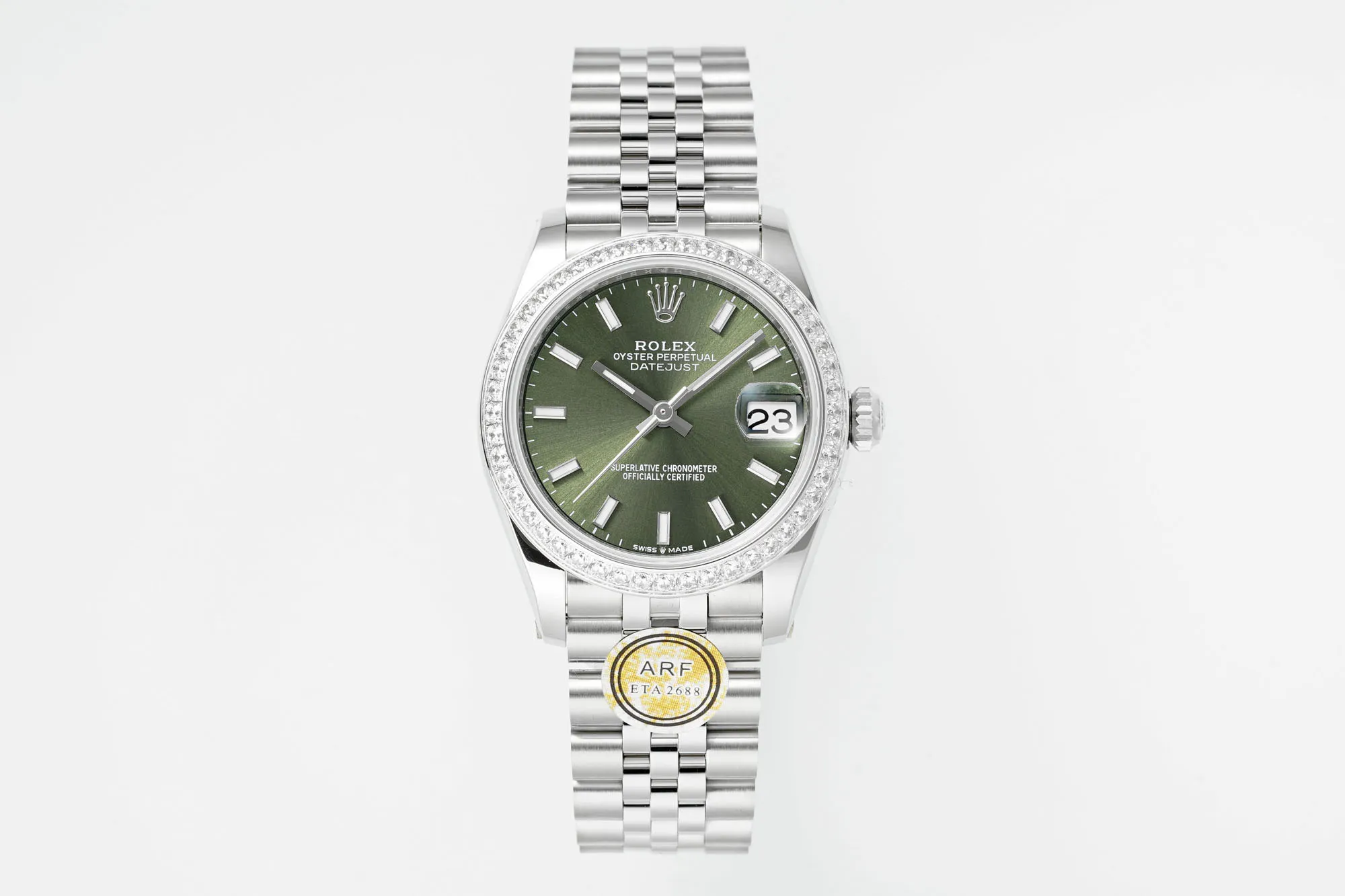 Timeless AR Factory Rolex Datejust 31mm Green Dial Diamond Bezel Stainless Steel Jubilee Bracelet Women’s Luxury Watch 4977