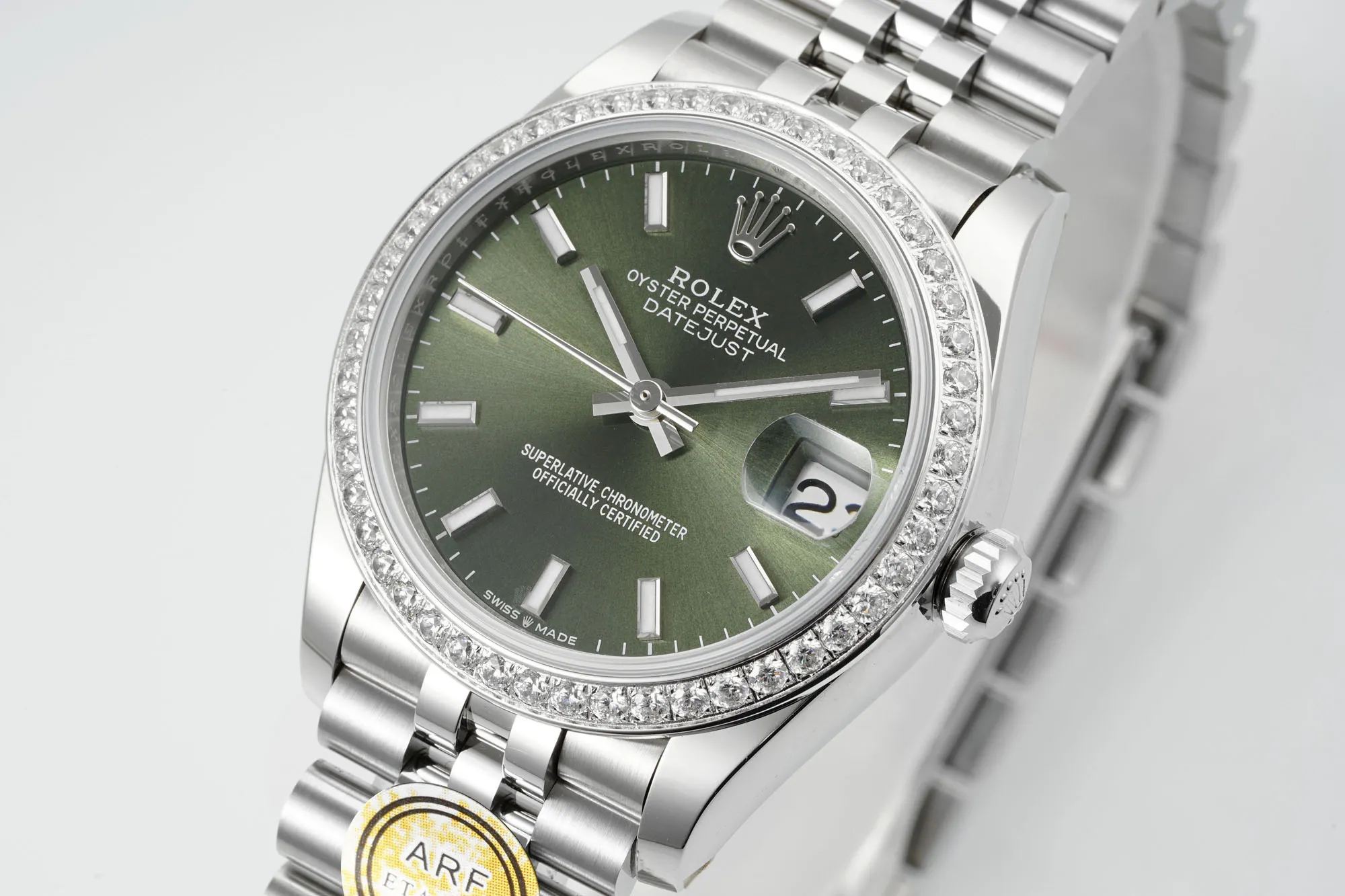 Timeless AR Factory Rolex Datejust 31mm Green Dial Diamond Bezel Stainless Steel Jubilee Bracelet Women’s Luxury Watch 4977