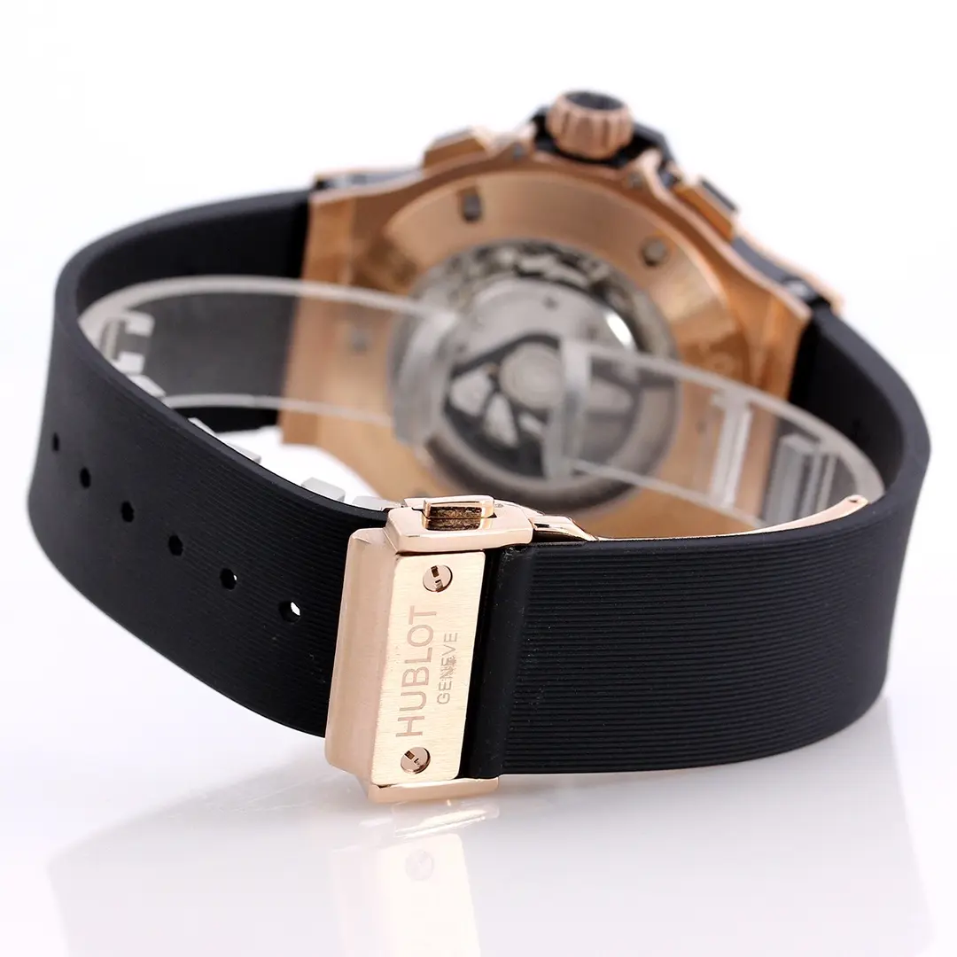 WWF Factory Hublot Big Bang 44mm Rose Gold Black Dial Chronograph Watch with Rubber Strap – Super Clone Edition MultiPurpose 8199