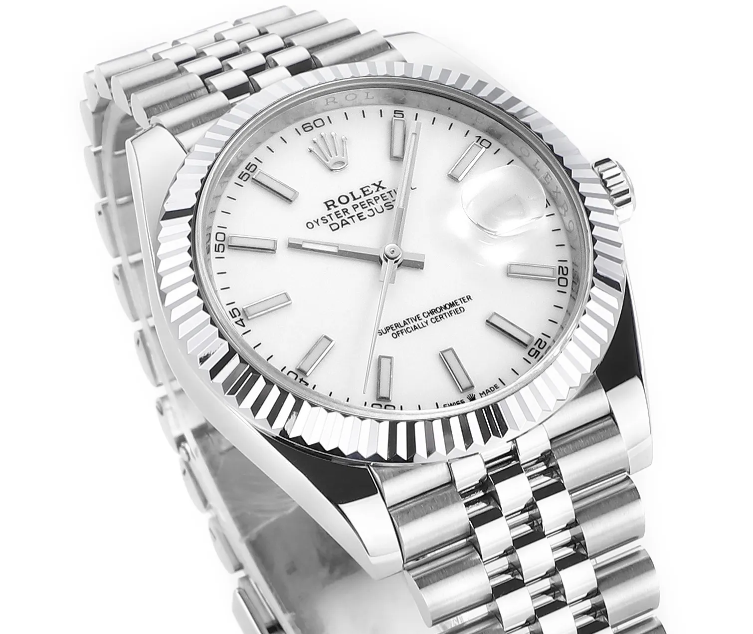 Durable AR Factory Rolex Datejust 41mm Stainless Steel White Dial Fluted Bezel Jubilee Bracelet Automatic Men’s Watch 4856