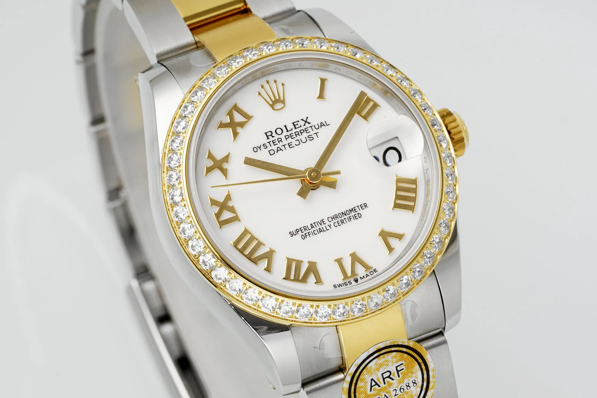 AR Factory Rolex Datejust 31mm White Dial Roman Numerals Diamond Bezel Two-Tone Stainless Steel and Yellow Gold Oyster Bracelet Ladies Watch Trendsetting 4997