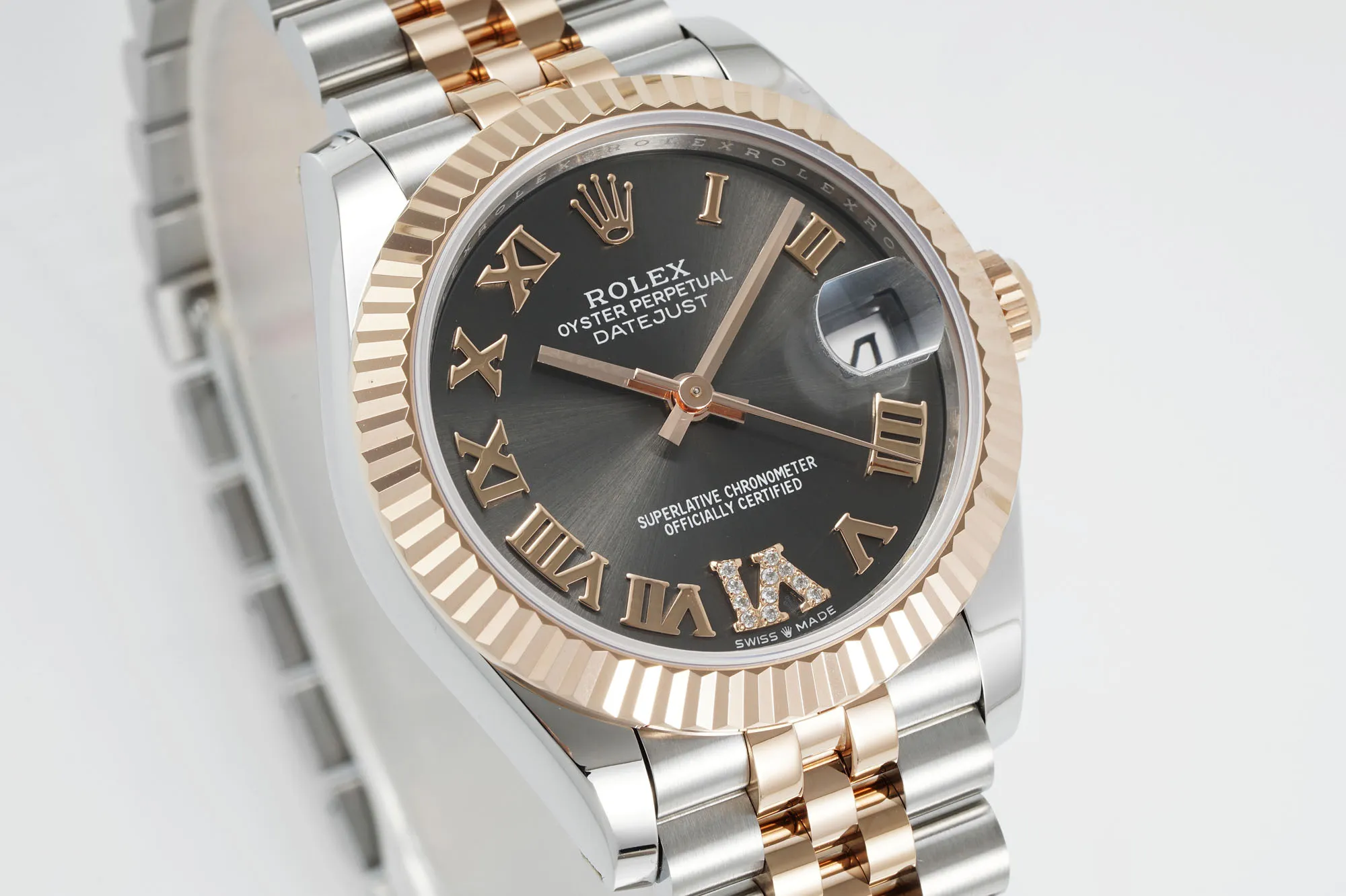 Breathable AR Factory Rolex Datejust 31mm Two-Tone Steel and Rose Gold Jubilee Bracelet Watch with Chocolate Brown Dial and Roman Numerals 4930