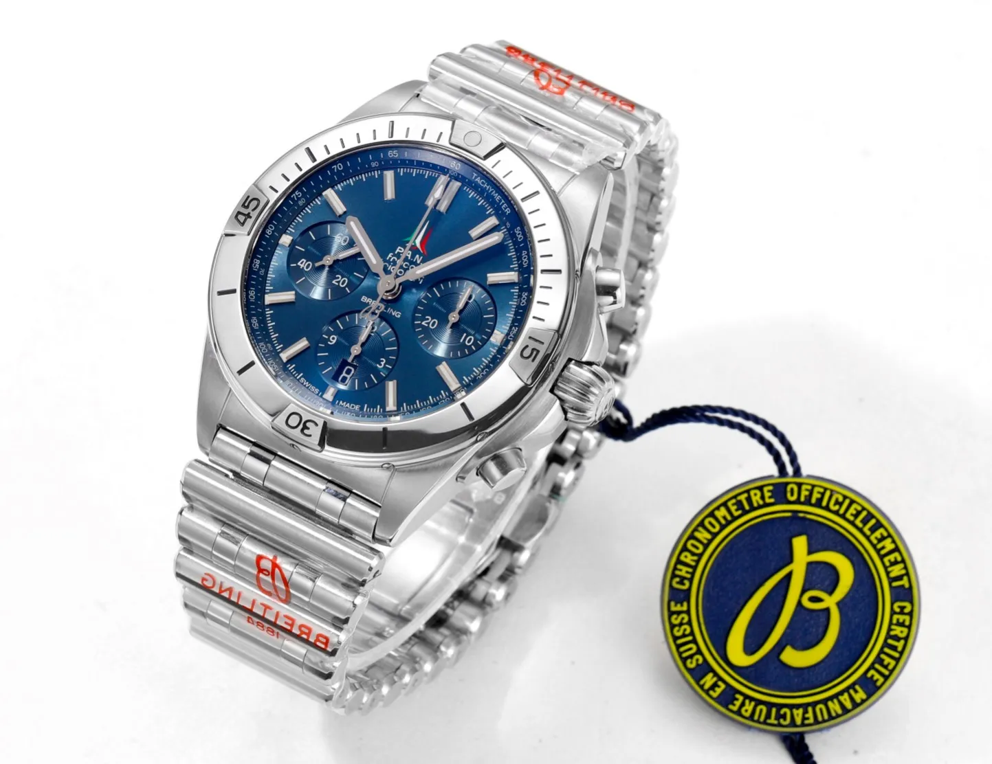 Timeless BLS Factory Breitling Chronomat B01 Chronograph Blue Dial Stainless Steel Bracelet Men’s Luxury Watc 2666