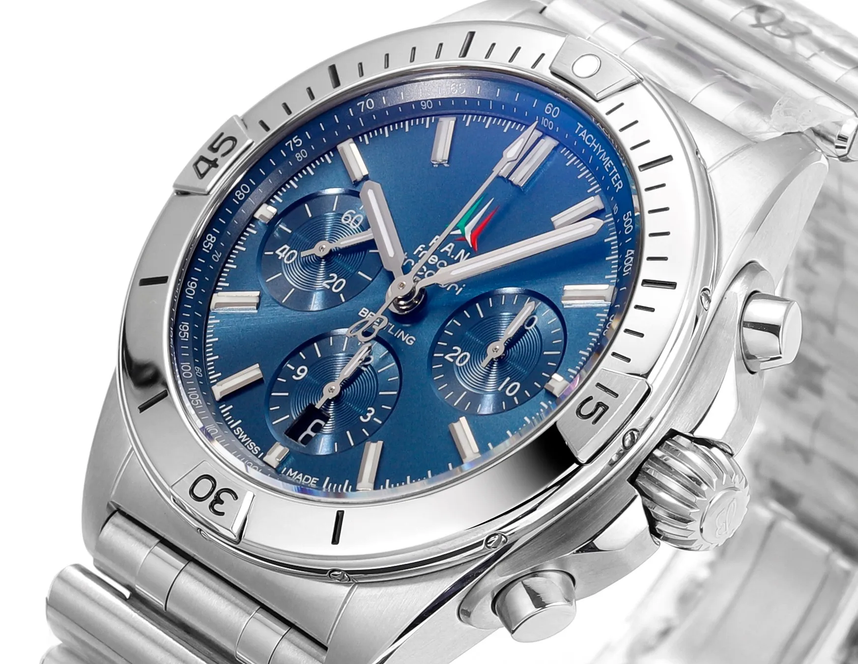 Timeless BLS Factory Breitling Chronomat B01 Chronograph Blue Dial Stainless Steel Bracelet Men’s Luxury Watc 2666