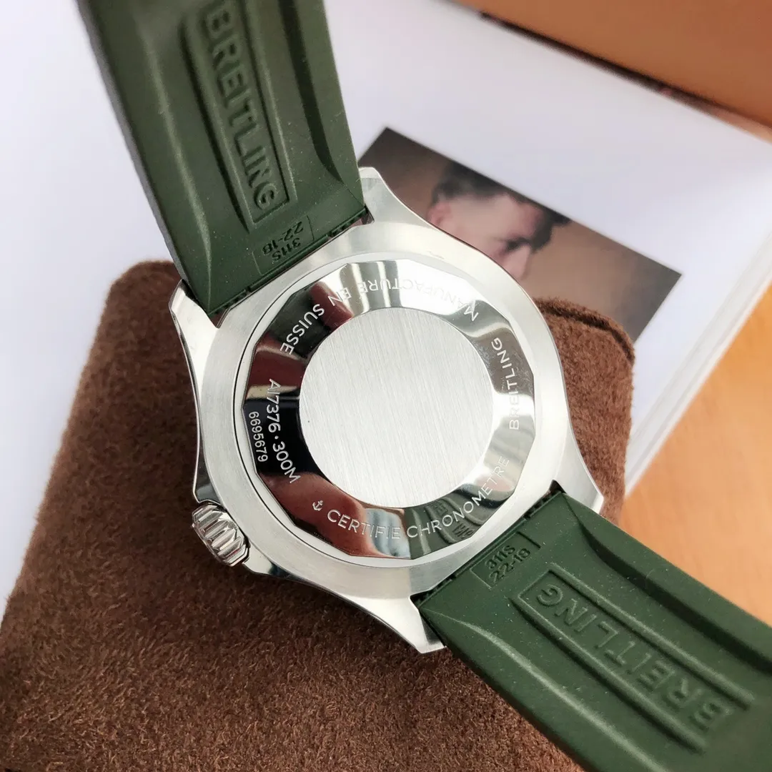 BLS Factory Breitling Superocean Automatic 42mm Green Dial Green Rubber Strap Stainless Steel Watch FreshLook 2645