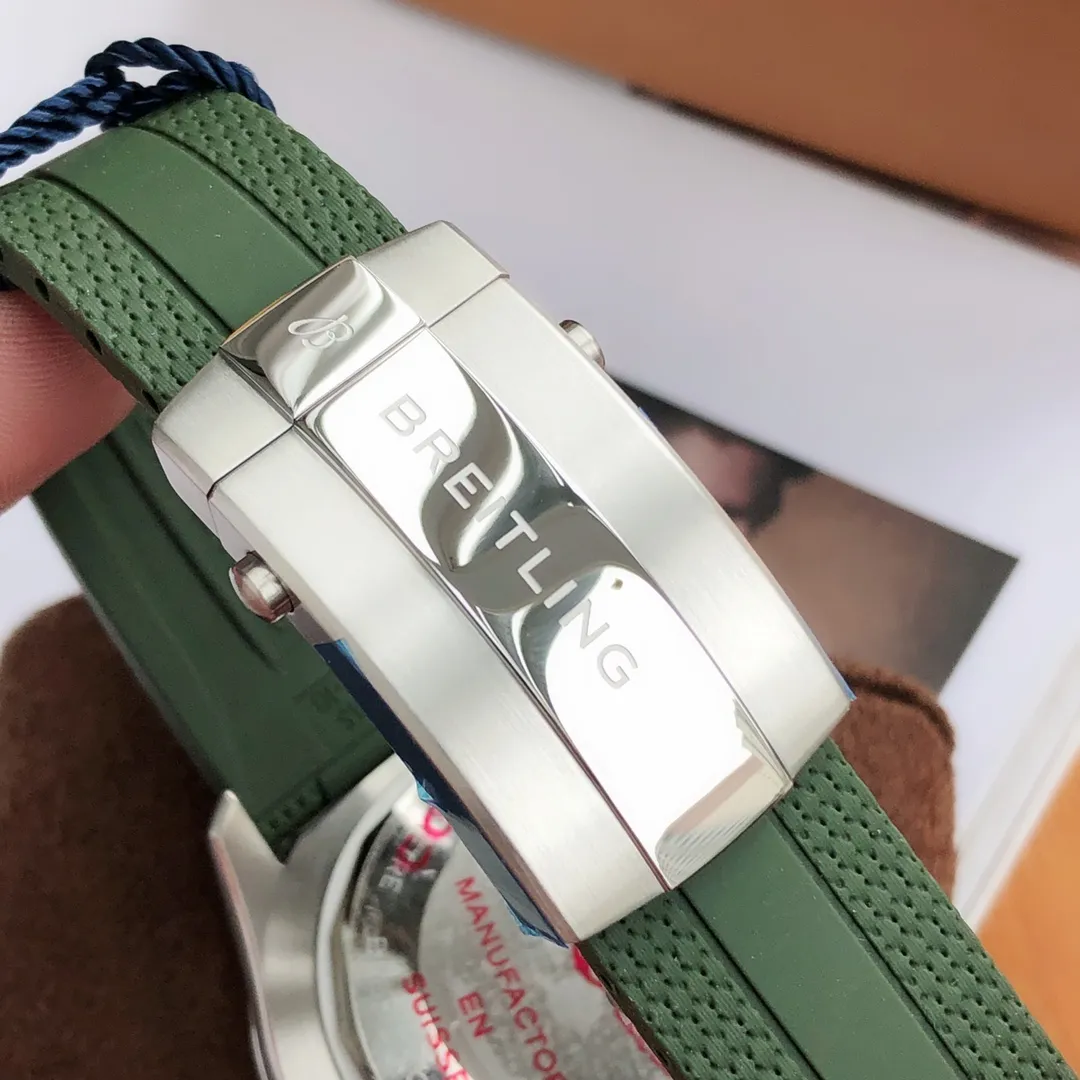 BLS Factory Breitling Superocean Automatic 42mm Green Dial Green Rubber Strap Stainless Steel Watch FreshLook 2645